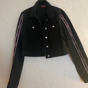 GUESS Striped Black Jean Jacket